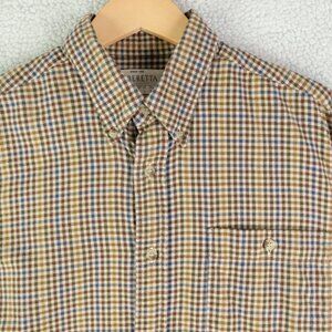 Beretta Shirt Mens Medium Brown Shepherd Check Flannel Button Down Long Sleeve